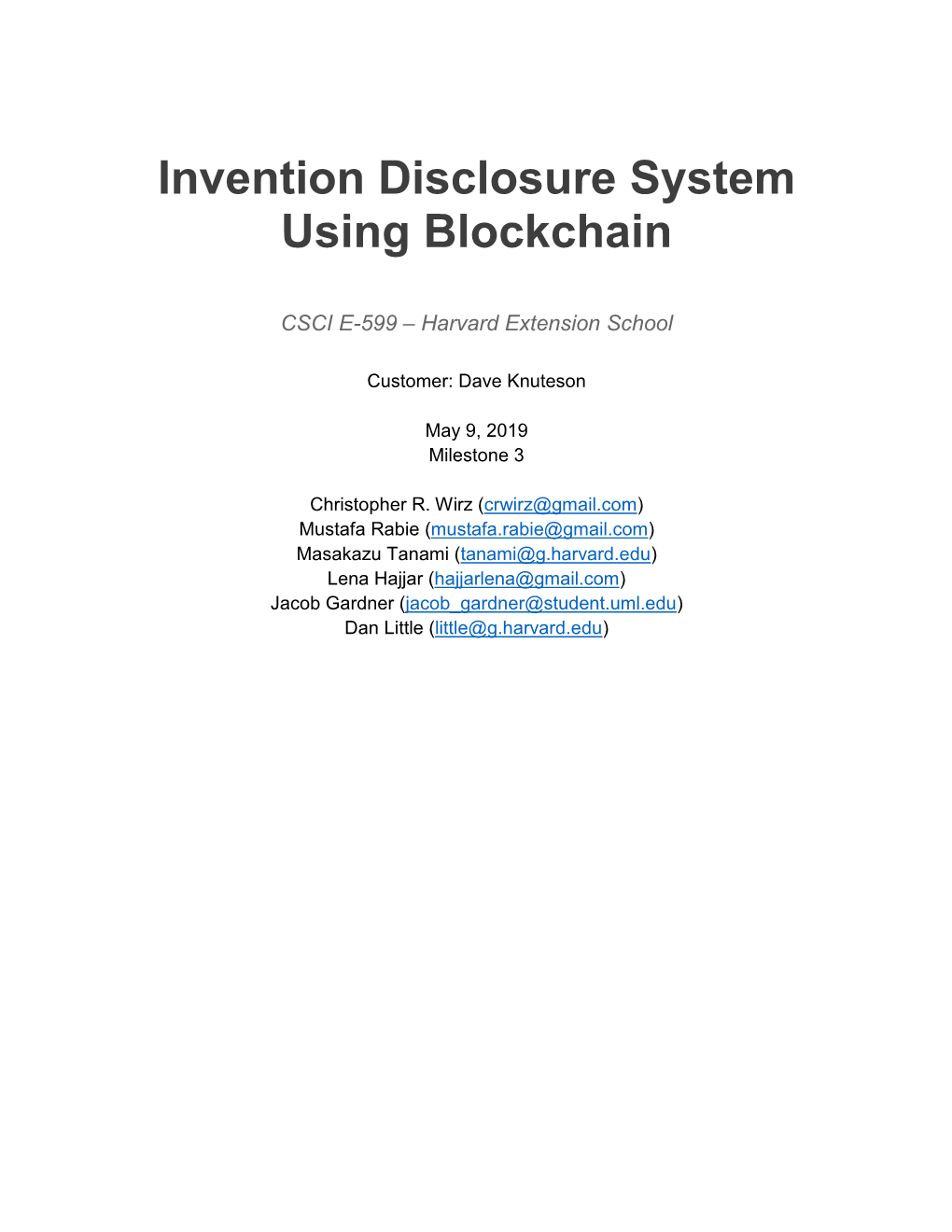 Invention Disclosure System Using Blockchain