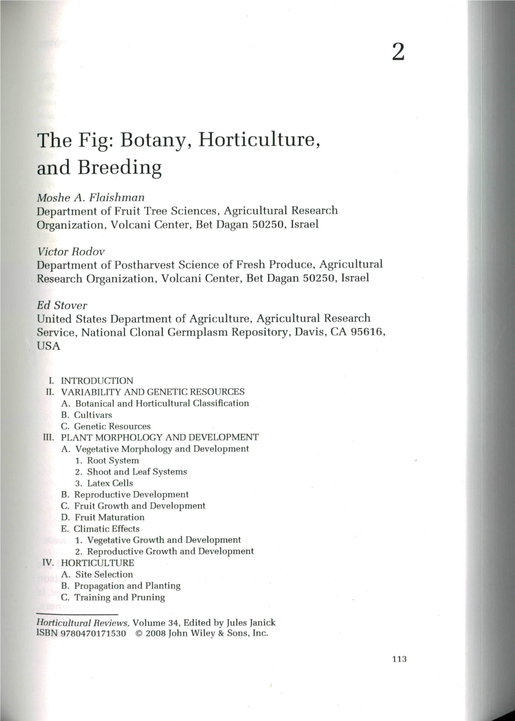 The Fig: Botany, Horticulture, and Breeding