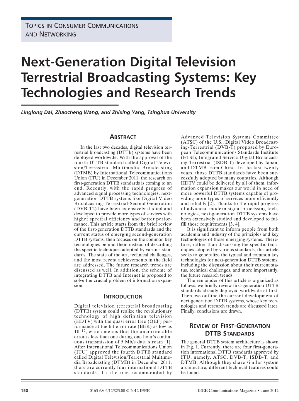 Next-Generation Digital Television Terrestrial Broadcasting Systems: Key Technologies and Research Trends