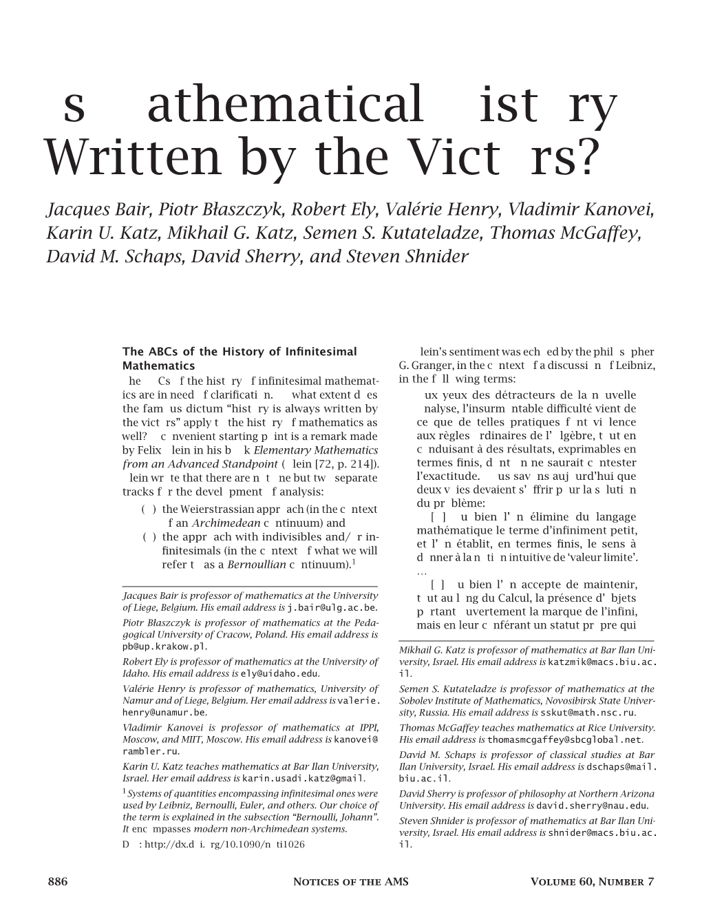 Is Mathematical History Written by the Victors?