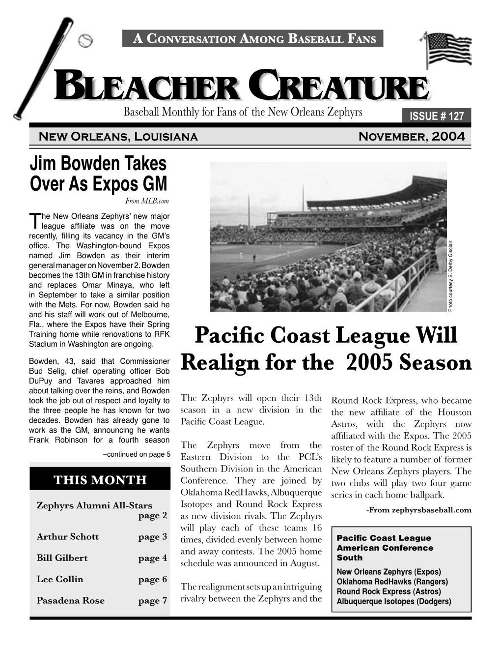 Pacific Coast League Will Realign for the 2005 Season