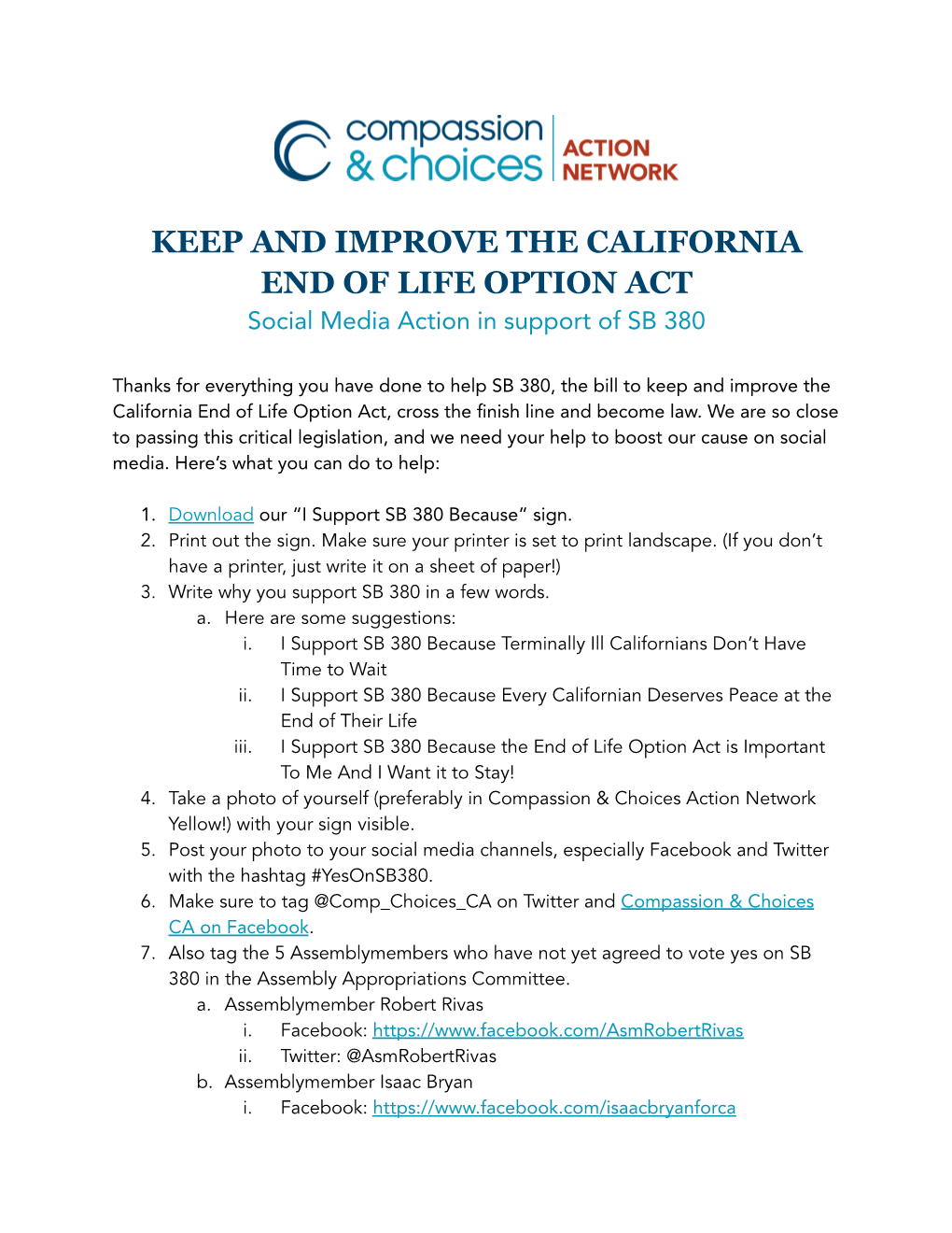 KEEP and IMPROVE the CALIFORNIA Social Media Action Plan