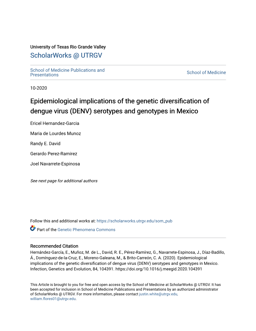 (DENV) Serotypes and Genotypes in Mexico