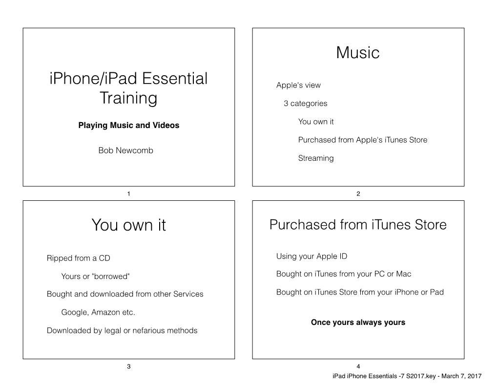 Ipad Iphone Essentials -7 S2017.Key - March 7, 2017 Streaming