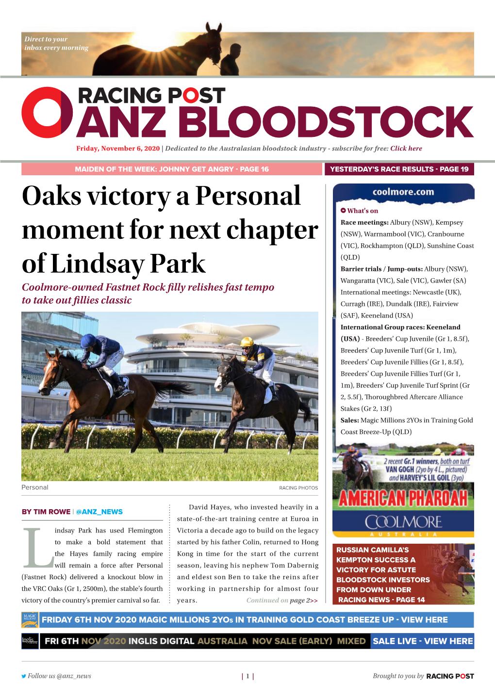 Oaks Victory a Personal Moment for Next Chapter of Lindsay Park | 2 | Friday, November 6, 2020