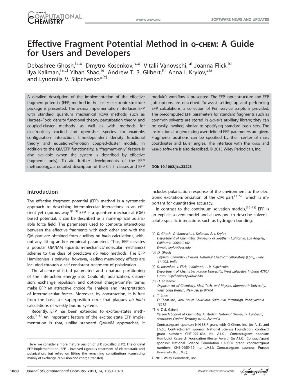 Effective Fragment Potential Method in Q-Chem: a Guide for Users and Developers