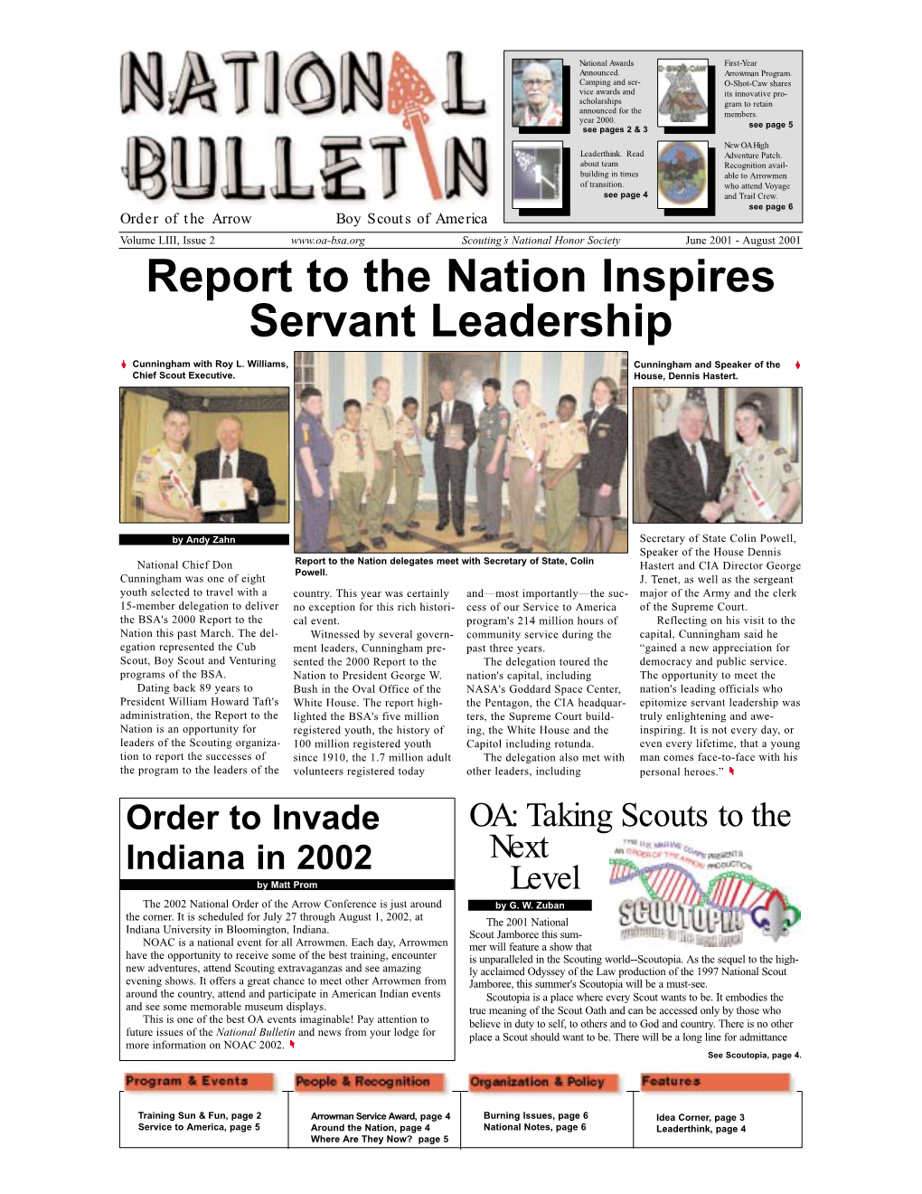 August 2001 Report to the Nation Inspires Servant Leadership