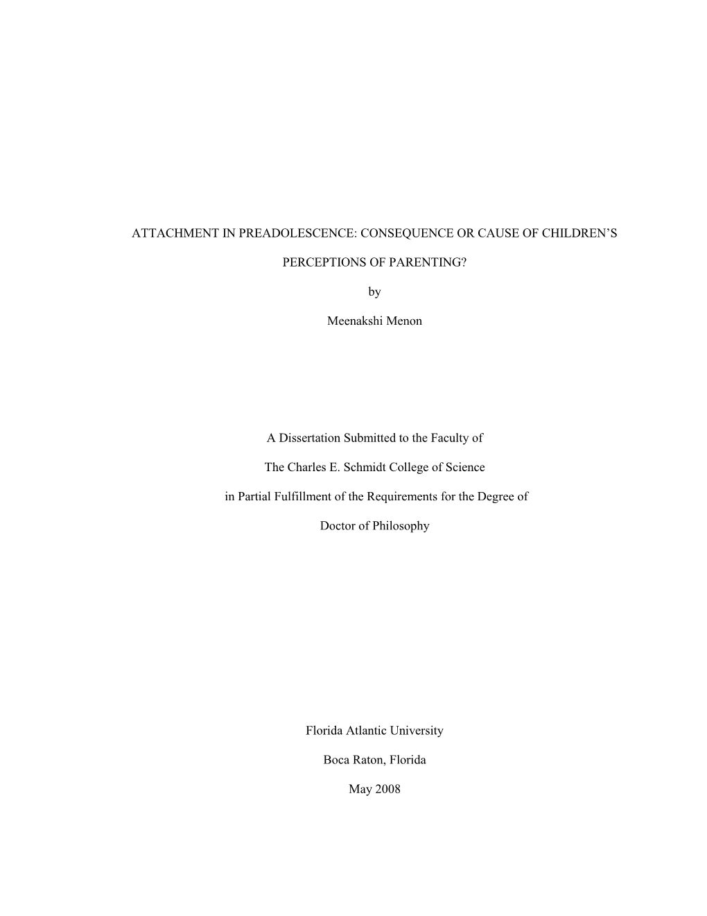 Does Perceived Parenting Affect Children's Attachment Styles In