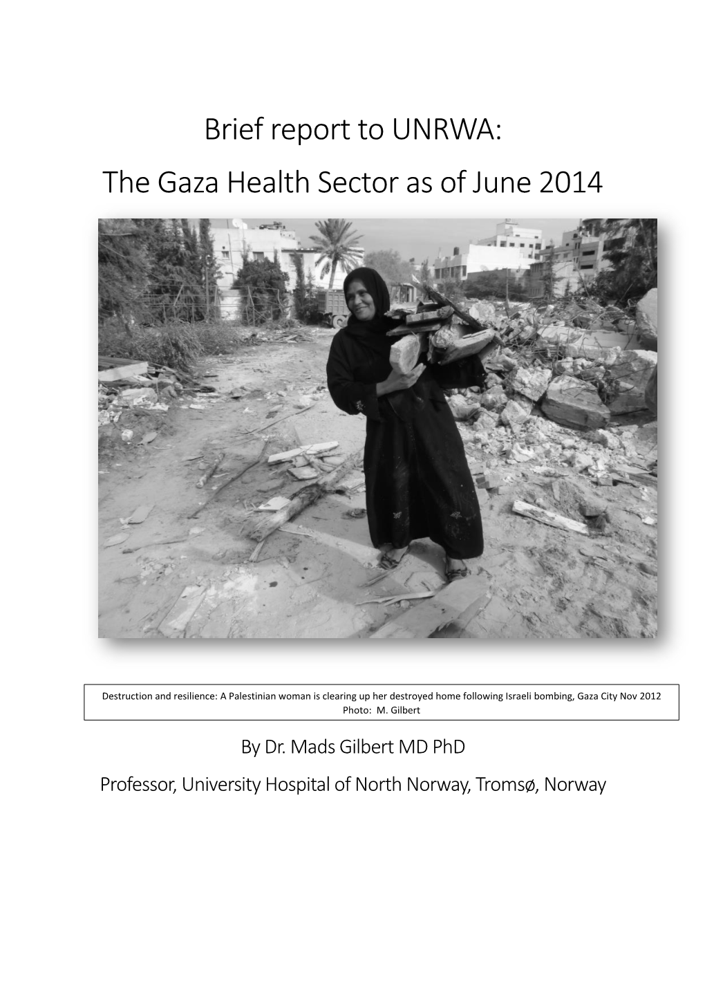 Mads Gilbert: Brief Report to UNRWA: the Gaza Health Sector As of June