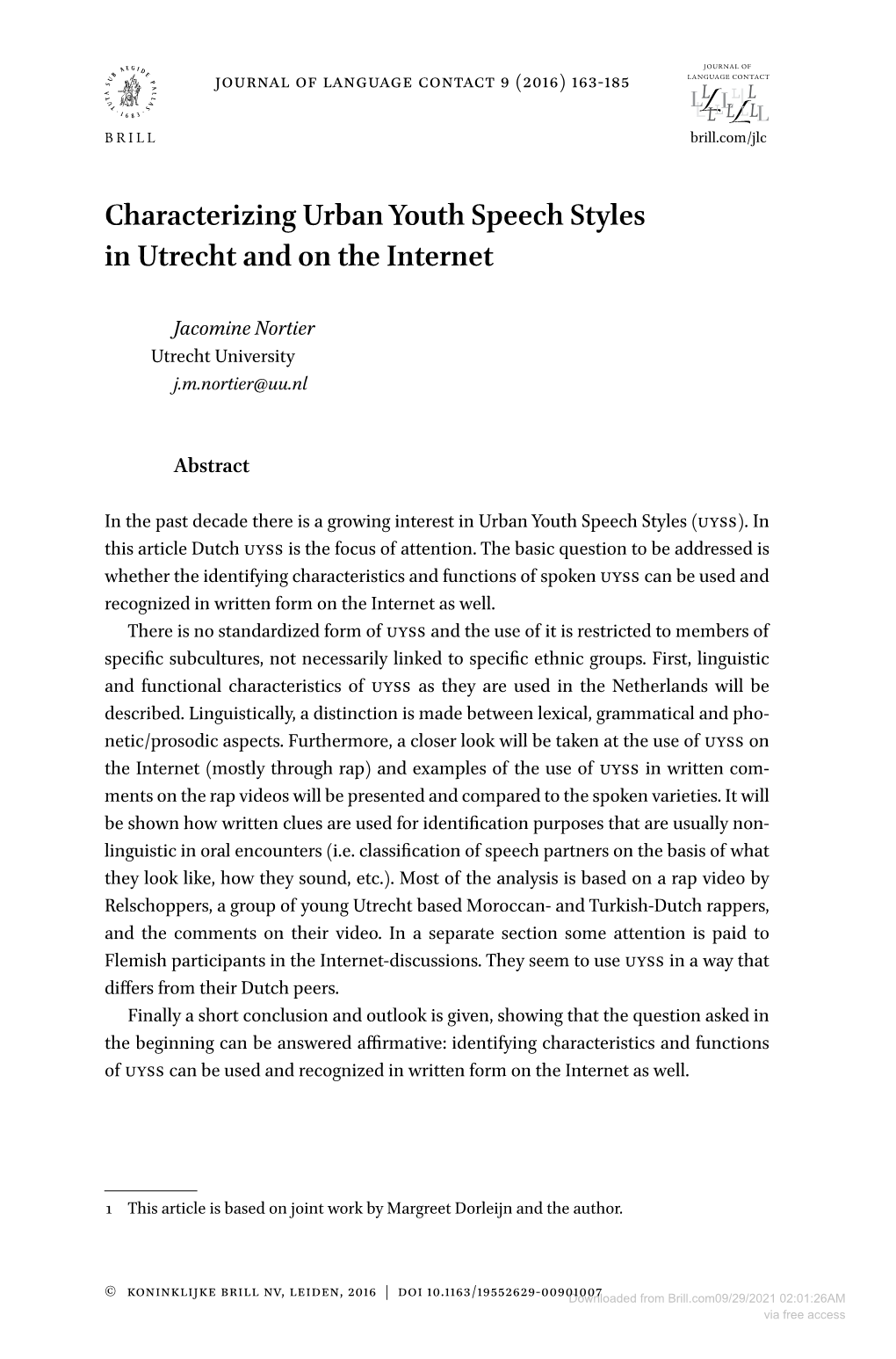 Characterizing Urban Youth Speech Styles in Utrecht and on the Internet