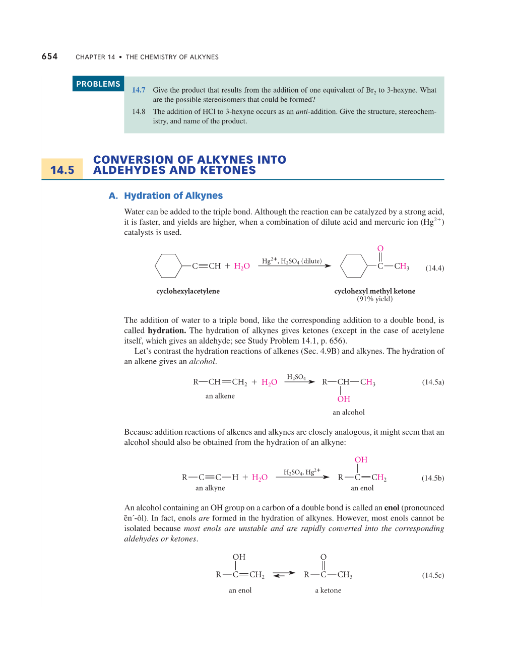 14.5 Conversion of Alkynes Into Aldehydes and Ketones 655