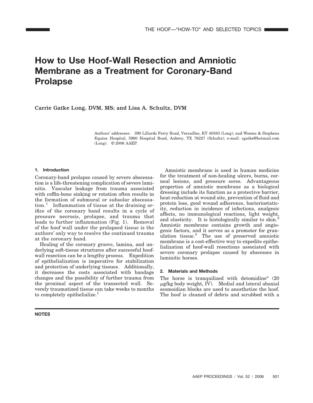 How to Use Hoof-Wall Resection and Amniotic Membrane As a Treatment for Coronary-Band Prolapse