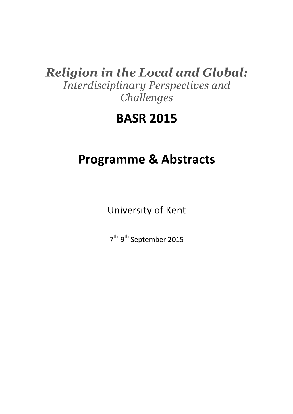 BASR 2015 Programme & Abstracts
