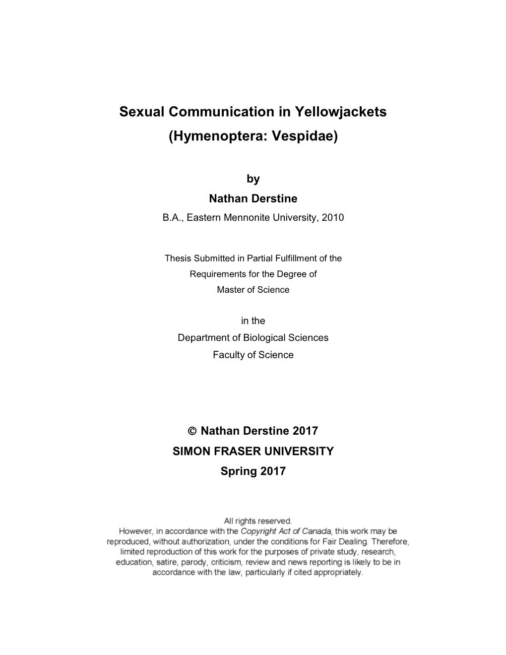 Sexual Communication in Yellowjackets (Hymenoptera: Vespidae)
