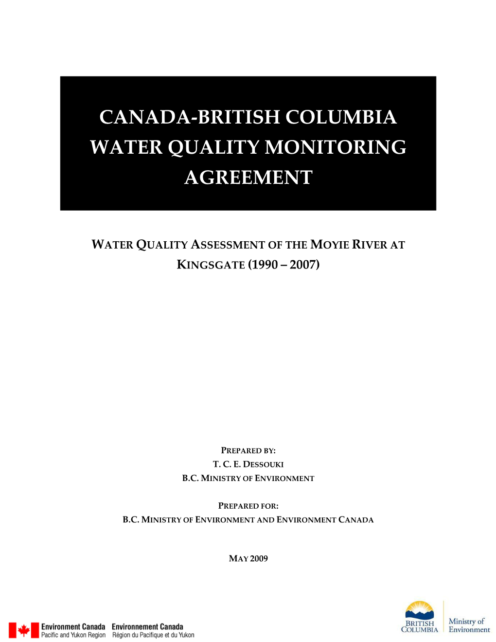 Water Quality Assessment of the Moyie River at Kingsgate, 1990-2007