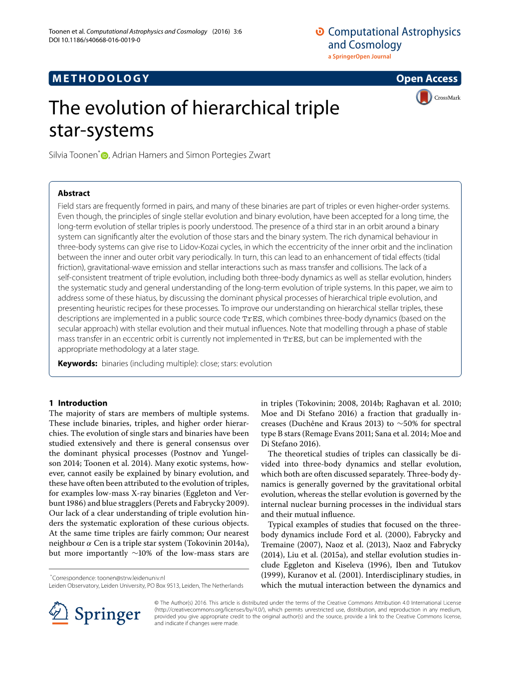 The Evolution of Hierarchical Triple Star-Systems