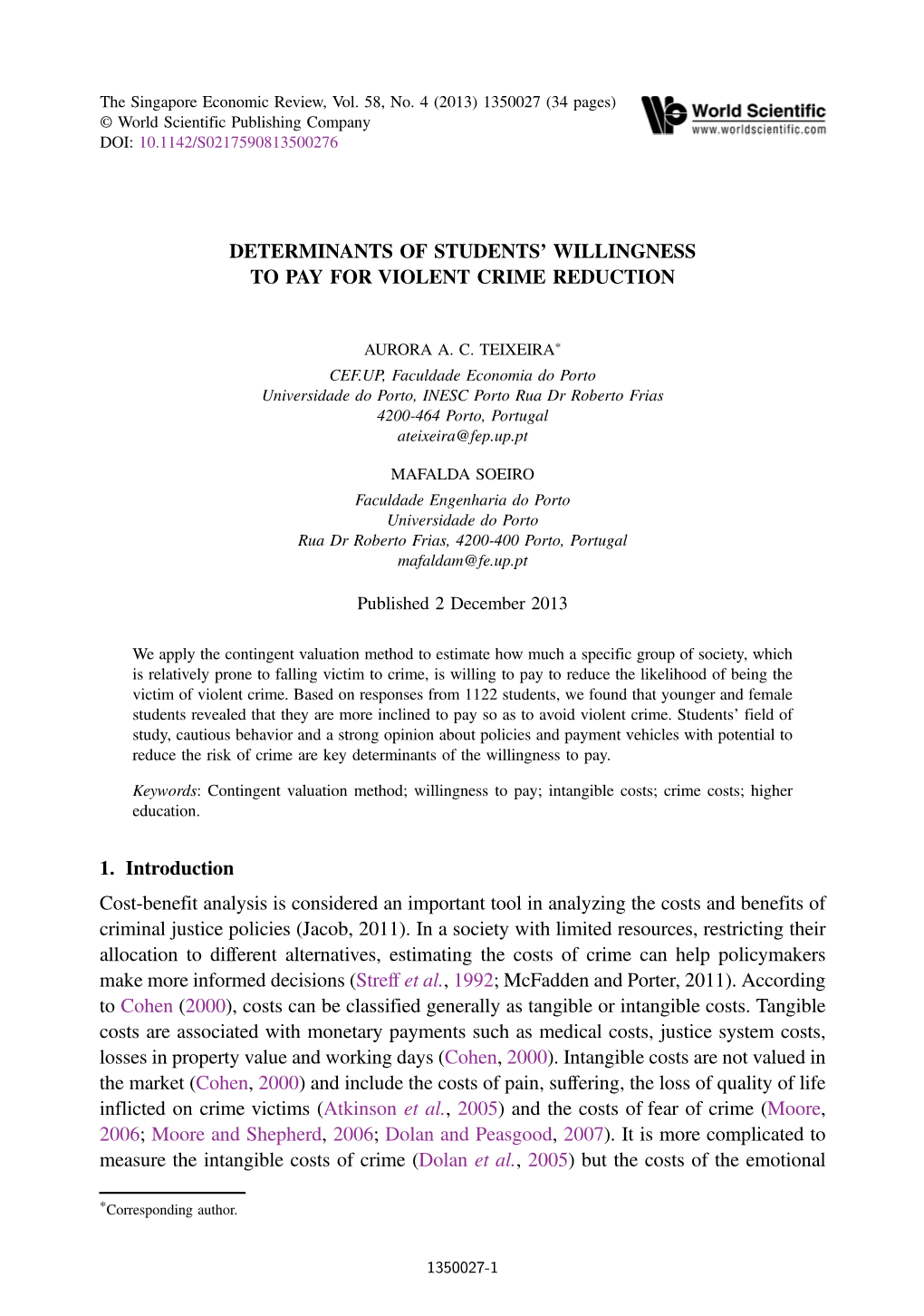 Determinants of Students' Willingness to Pay For