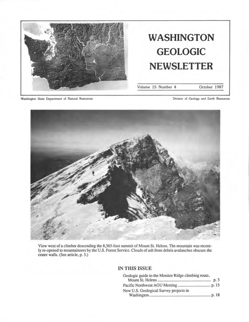 (Washington Geology), V. 15, No. 4, October 1987