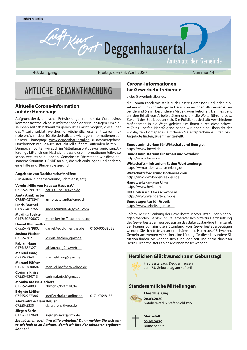 Deggenhausertal Amtsblatt Der Gemeinde