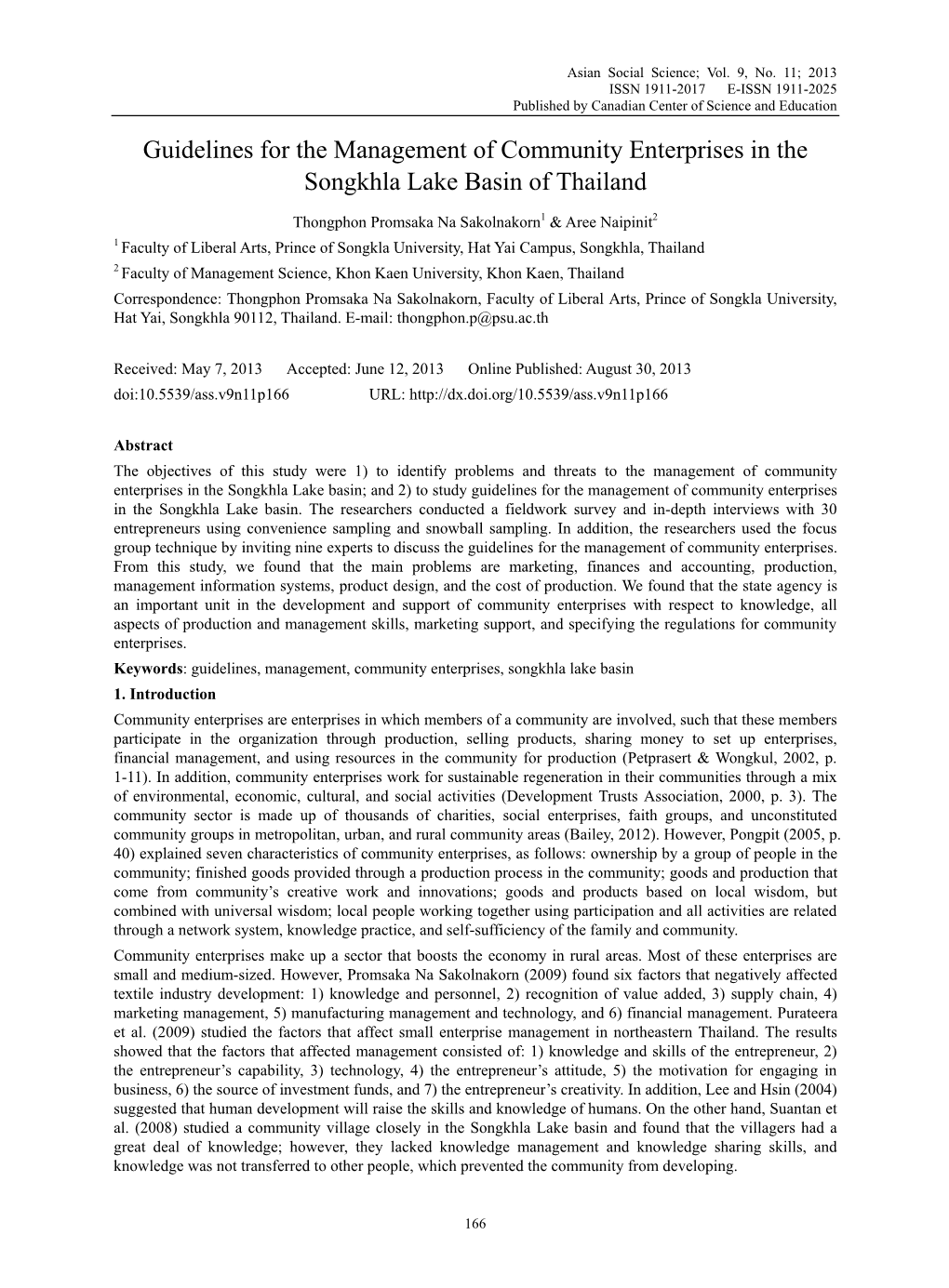 Guidelines for the Management of Community Enterprises in the Songkhla Lake Basin of Thailand