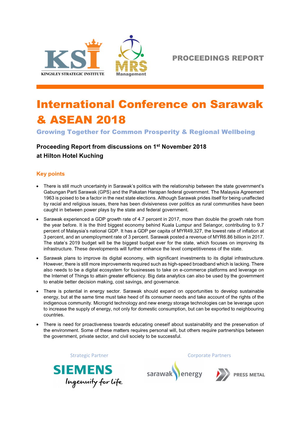 International Conference on Sarawak & ASEAN 2018