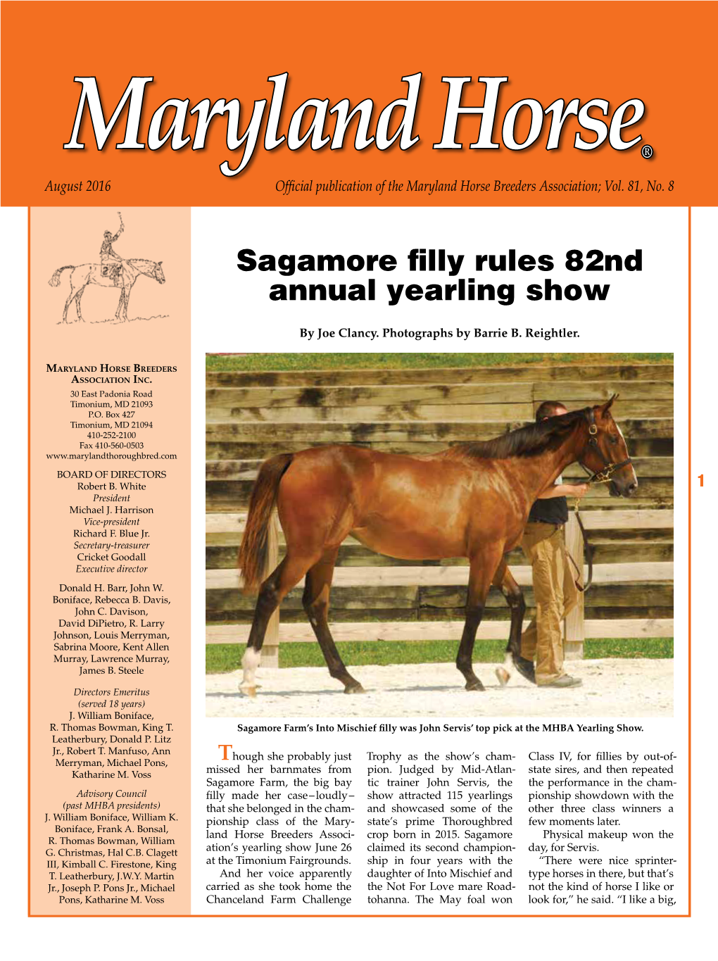 Sagamore Filly Rules 82Nd Annual Yearling Show