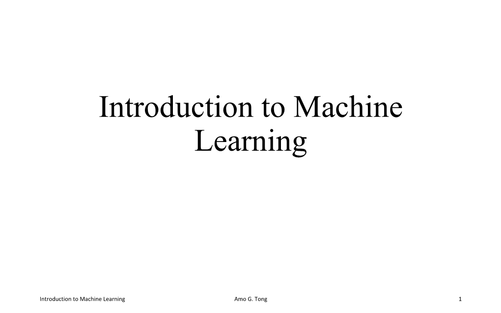 Introduction to Machine Learning