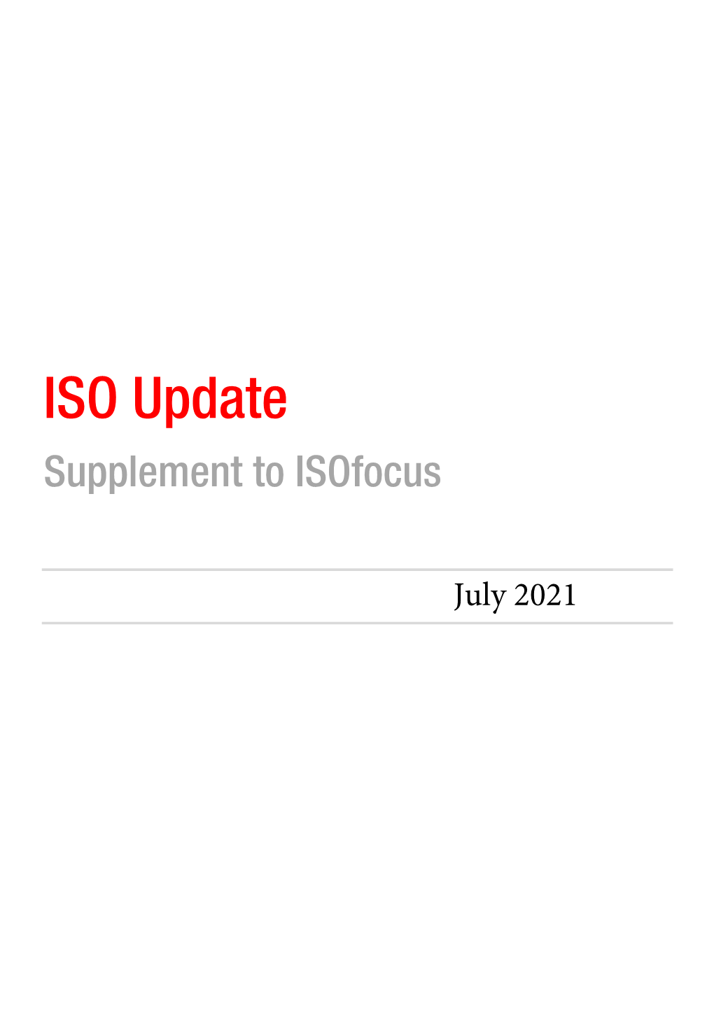 ISO Update Supplement to Isofocus