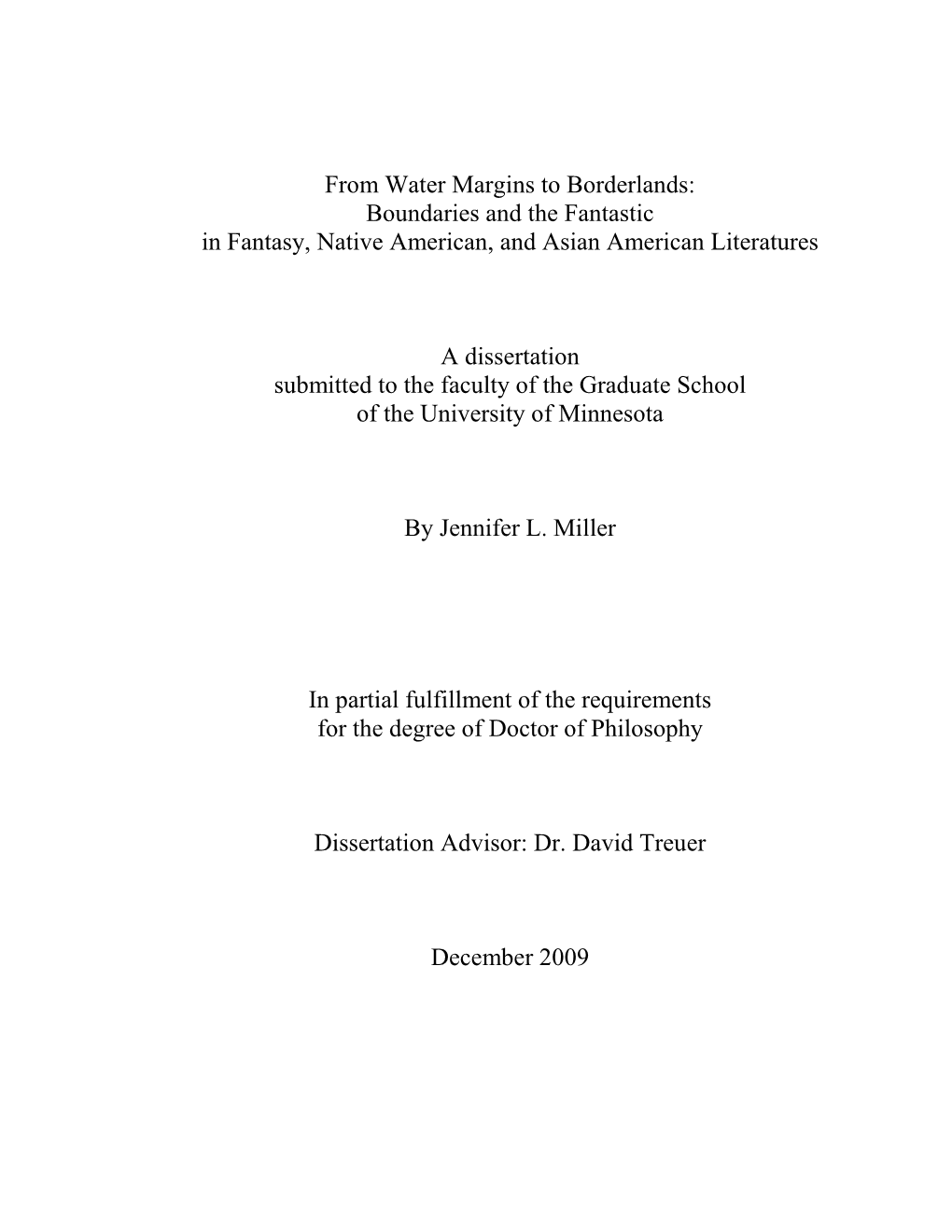 From Water Margins to Borderlands: Boundaries and the Fantastic in Fantasy, Native American, and Asian American Literatures