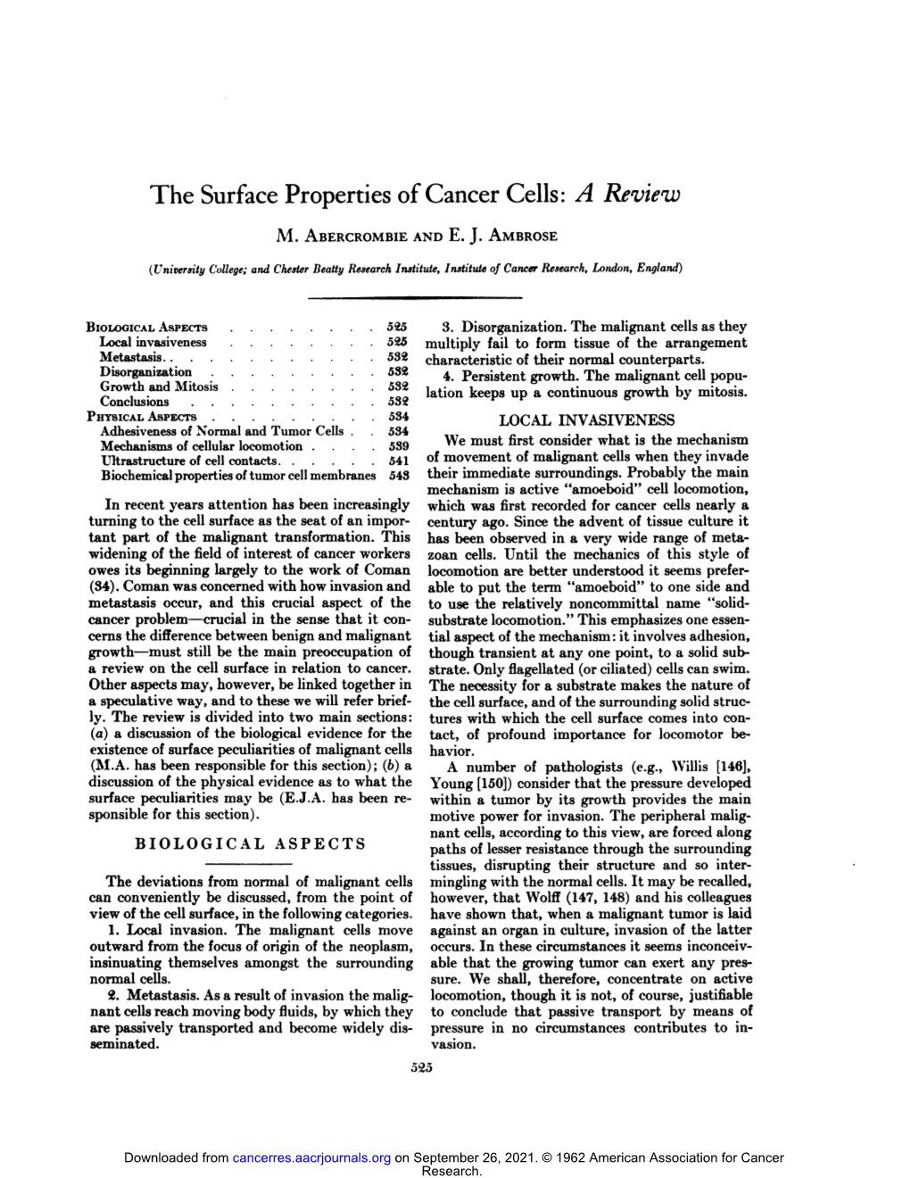 The Surface Properties of Cancer Cells: a Review