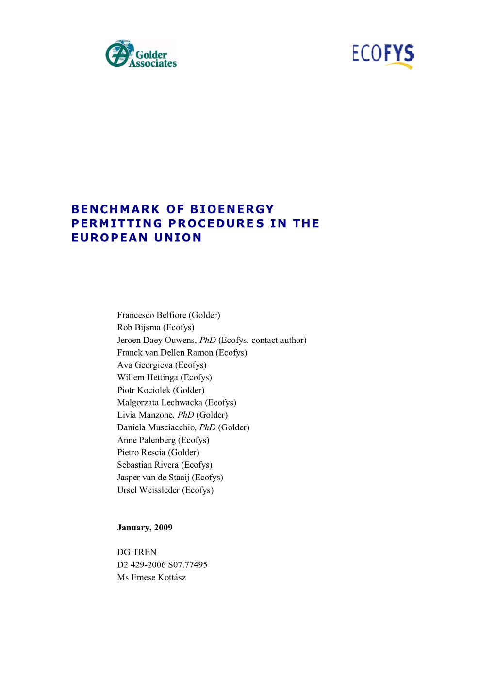Report on EU Bioenergy Permitting Procedures