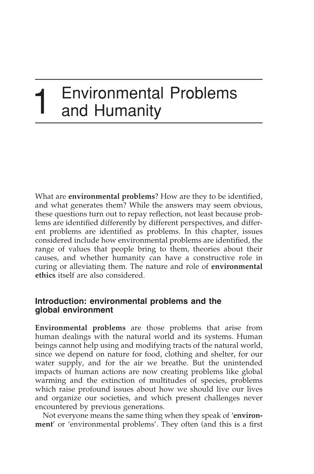 1 Environmental Problems and Humanity