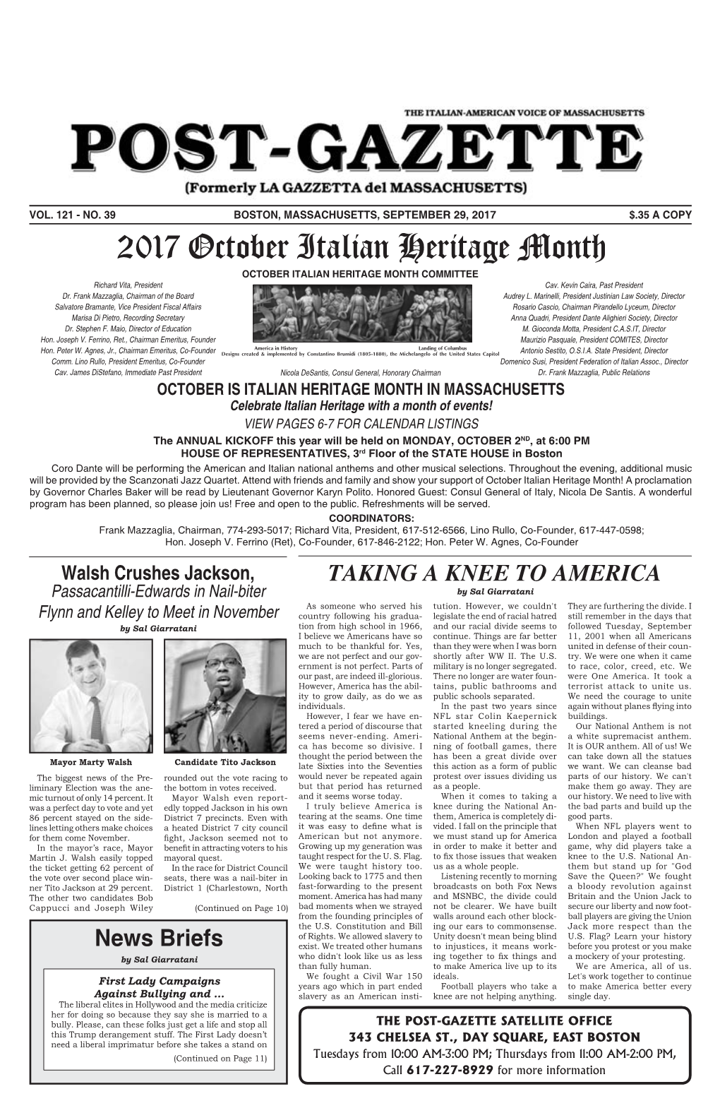 2017 October Italian Heritage Month Calendar of Events