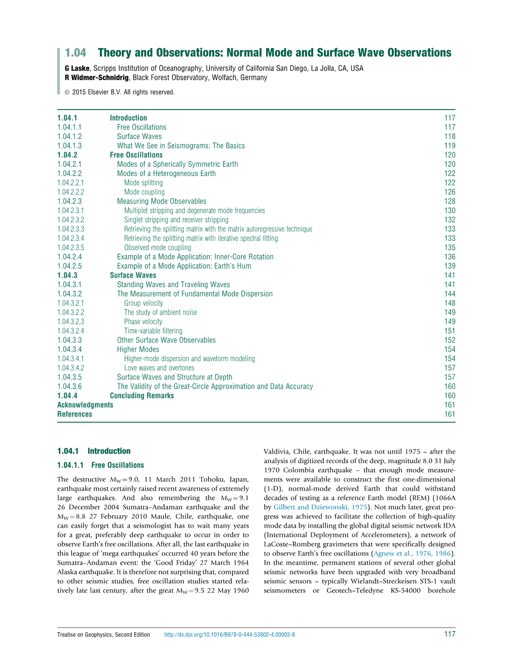 Normal Mode and Surface Wave Observations