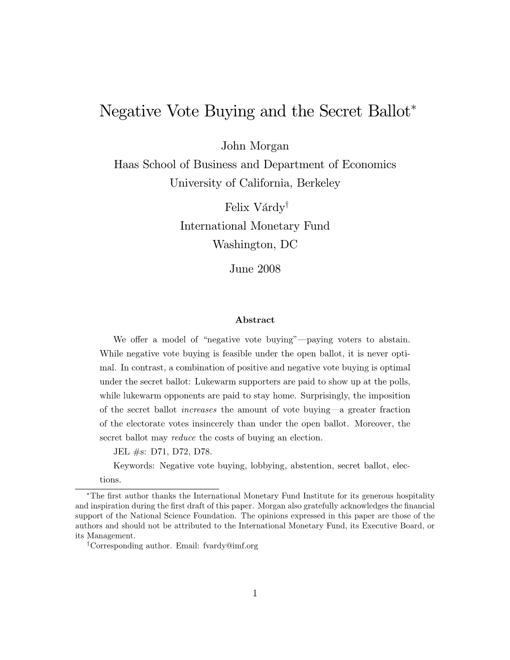 Negative Vote Buying and the Secret Ballot