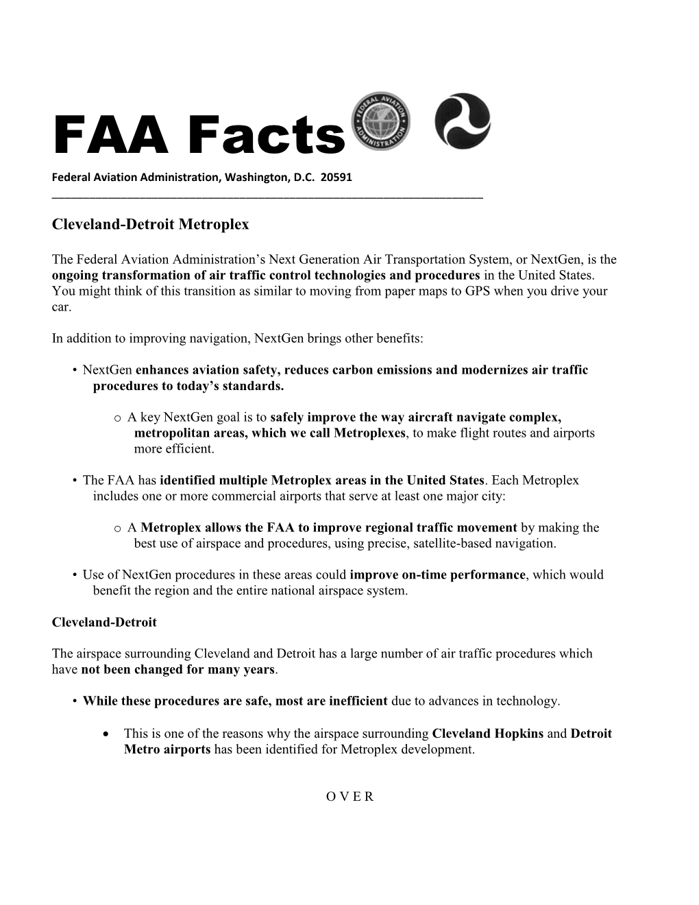 FAA Facts Federal Aviation Administration, Washington, D.C