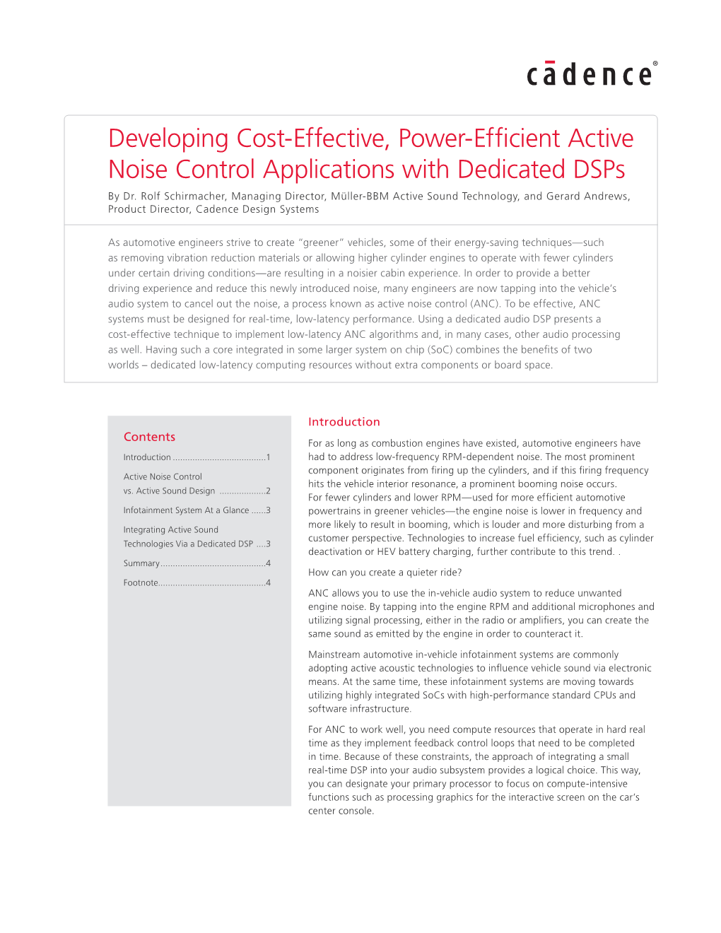 Developing Cost-Effective, Power-Efficient Active Noise