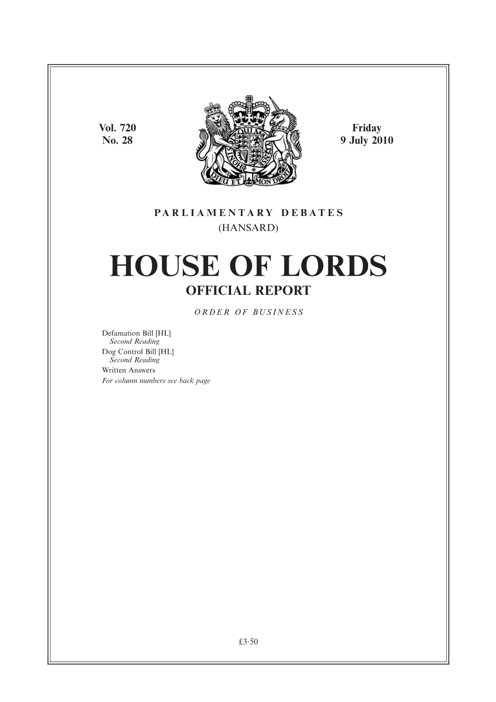 House of Lords Official Report