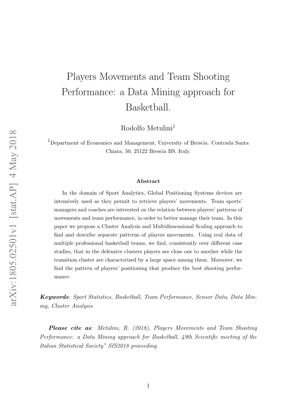 A Data Mining Approach for Basketball