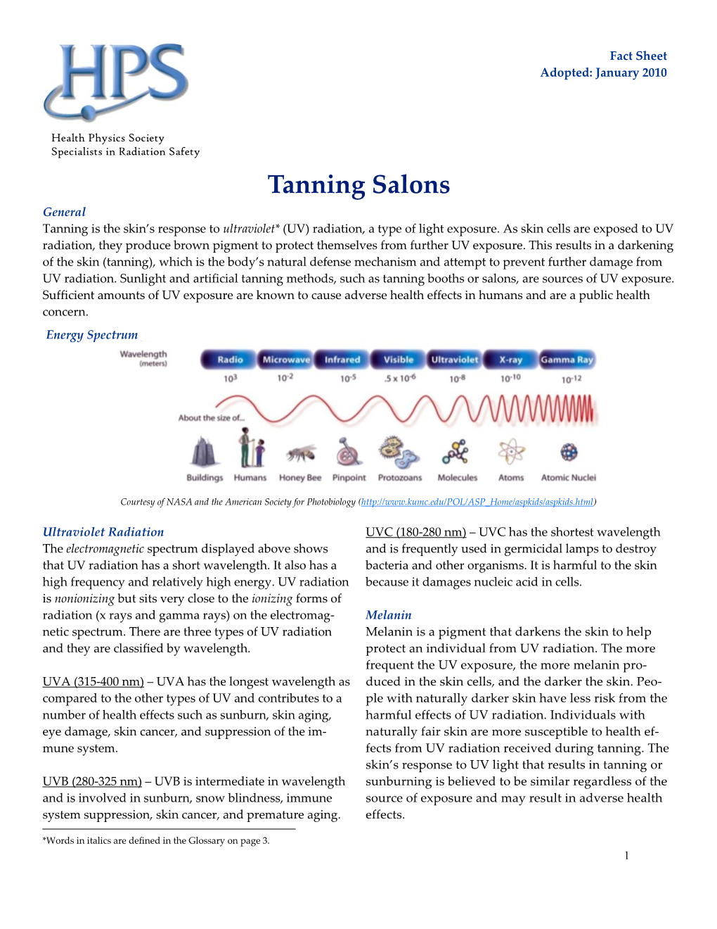 Tanning Salons Fact Sheet