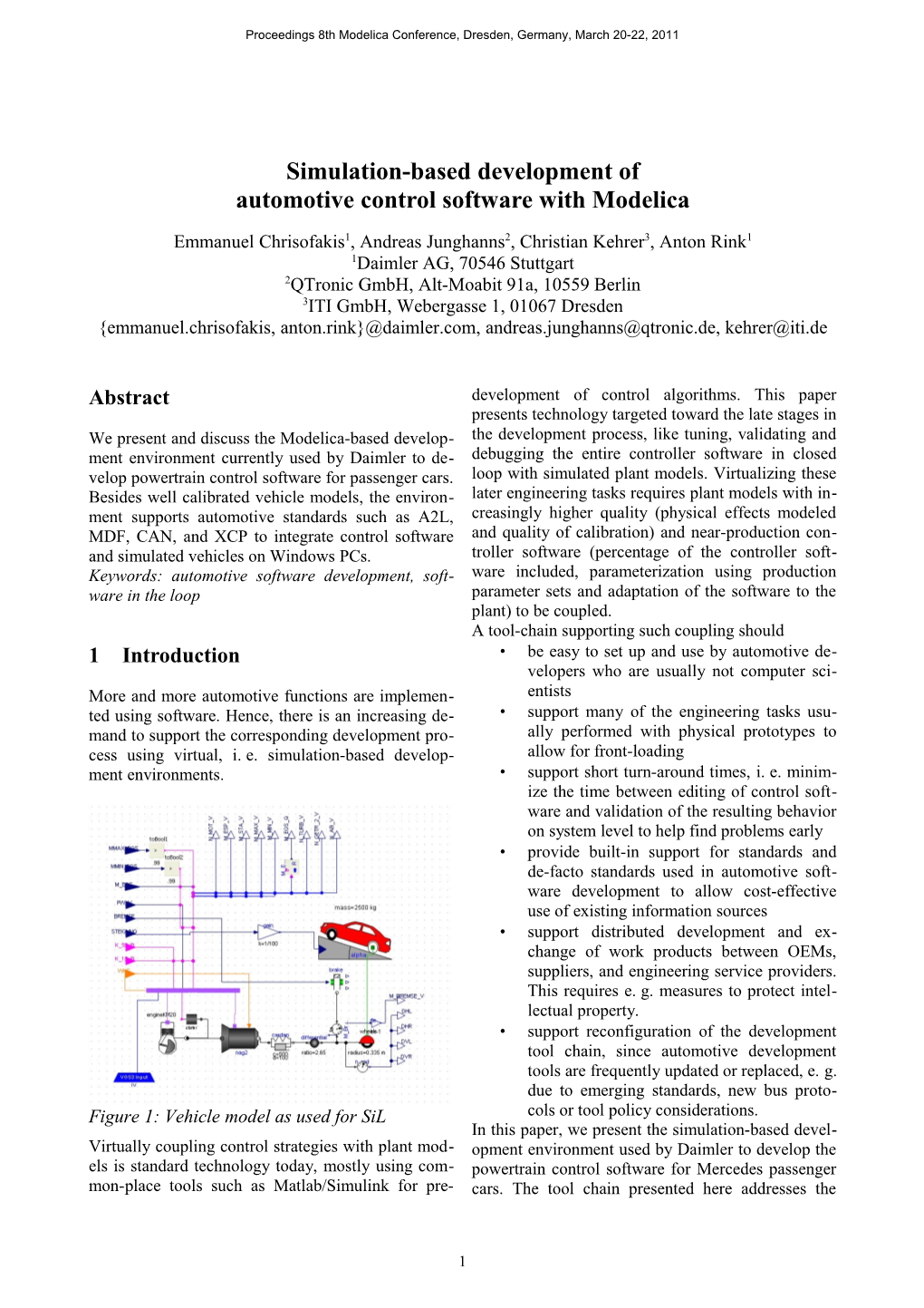 Simulation-Based Development of Automotive Control Software with Modelica