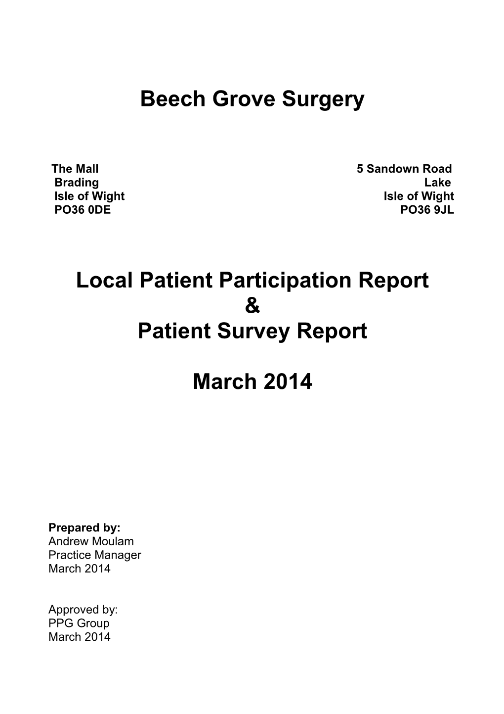 PPG & Survey Results Report