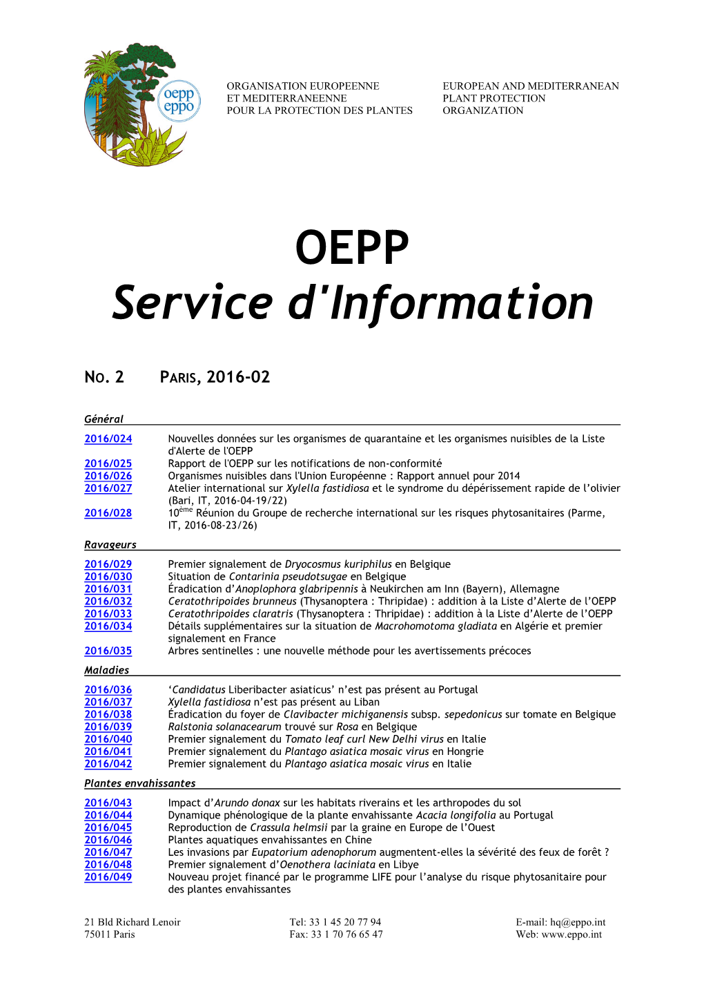 EPPO Reporting Service