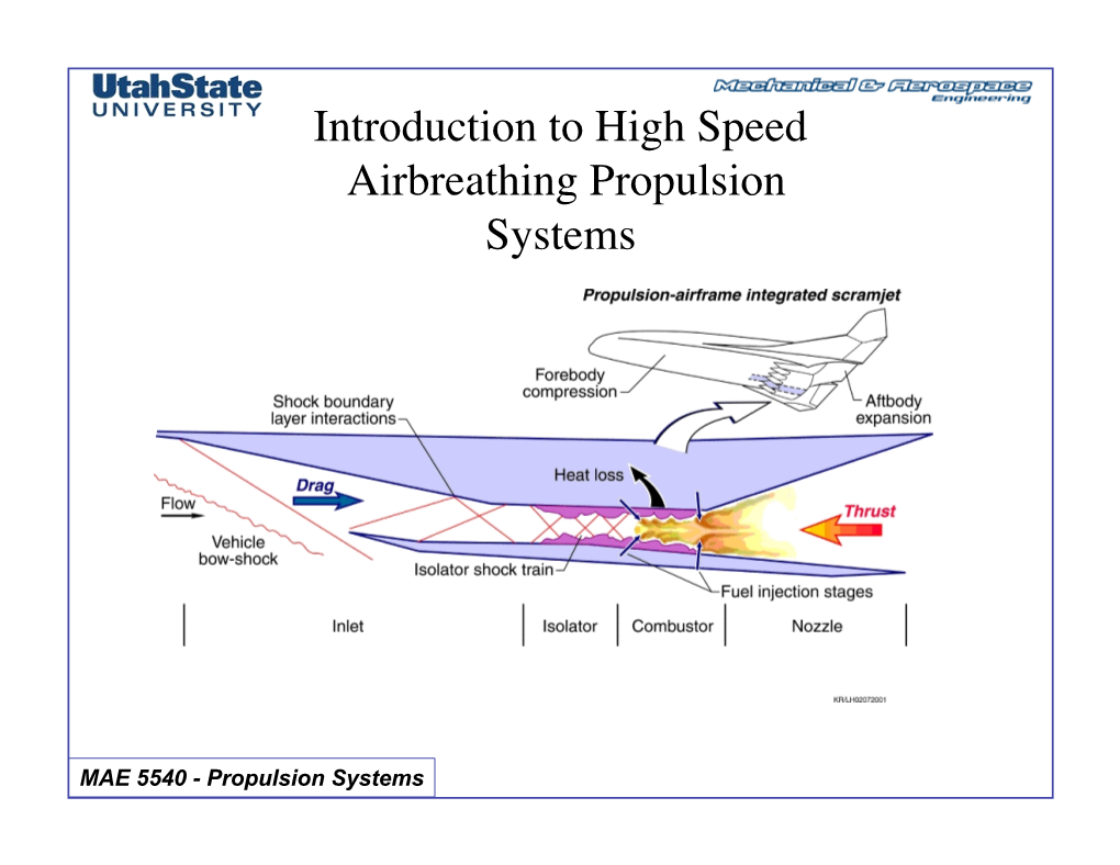 Introduction to High Speed Airbreathing Propulsion Systems