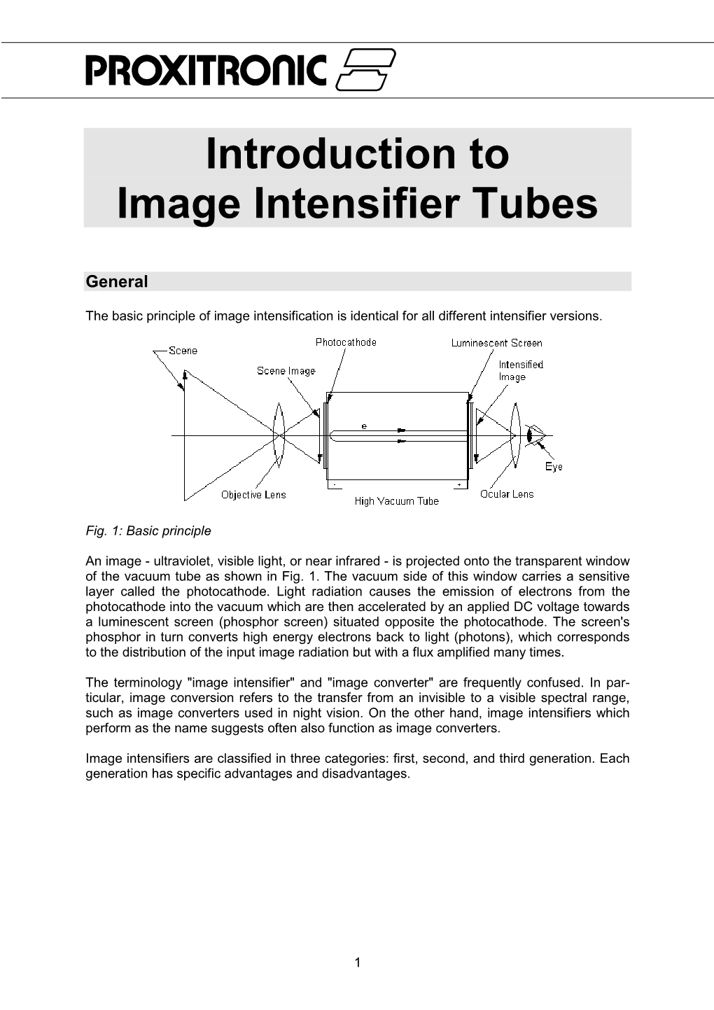 Introduction to Image Intensifier Tubes