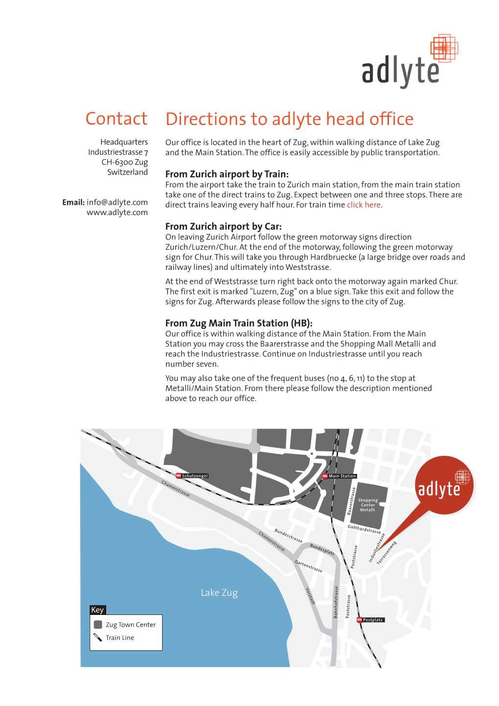 Contact Directions to Adlyte Head Office