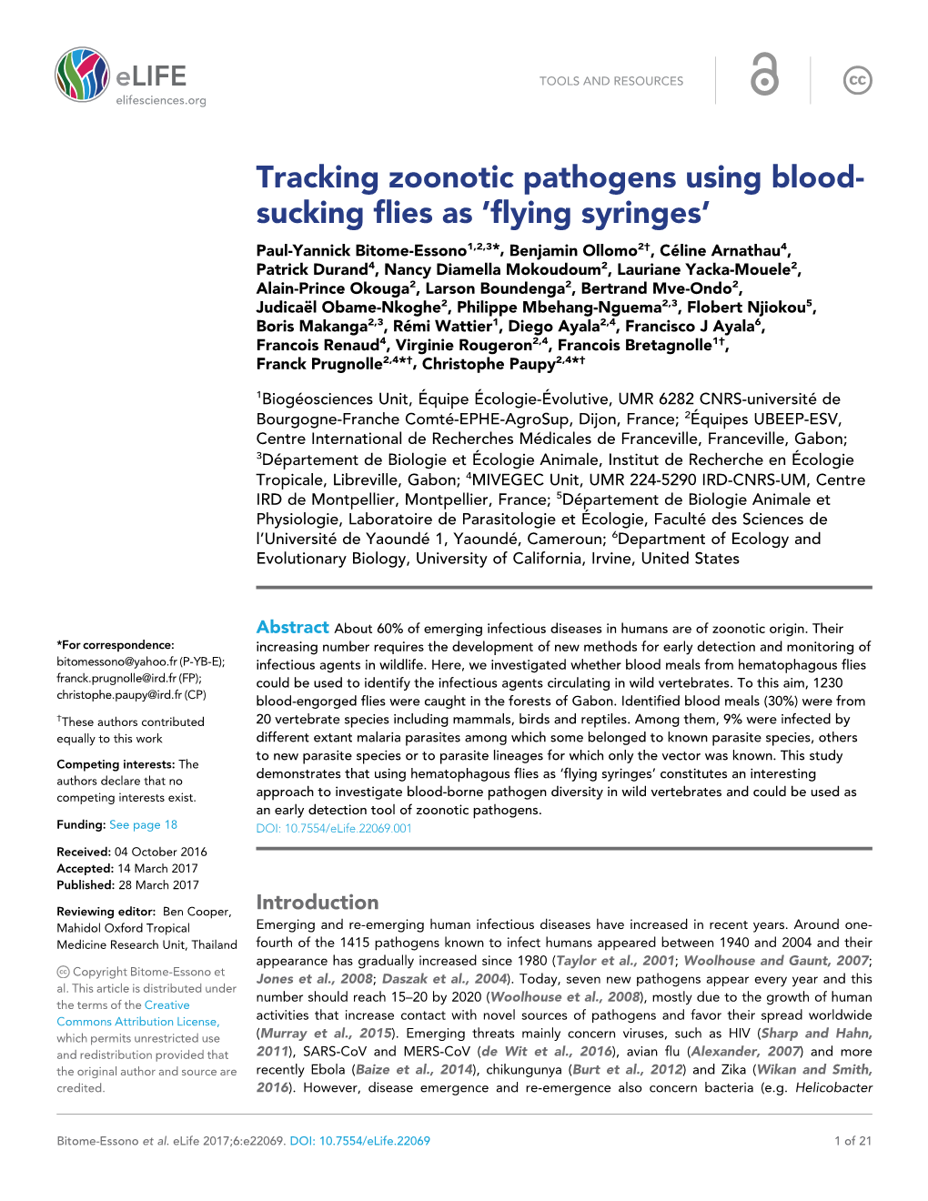 Tracking Zoonotic Pathogens Using Bloodsucking Flies As 'Flying Syringes'