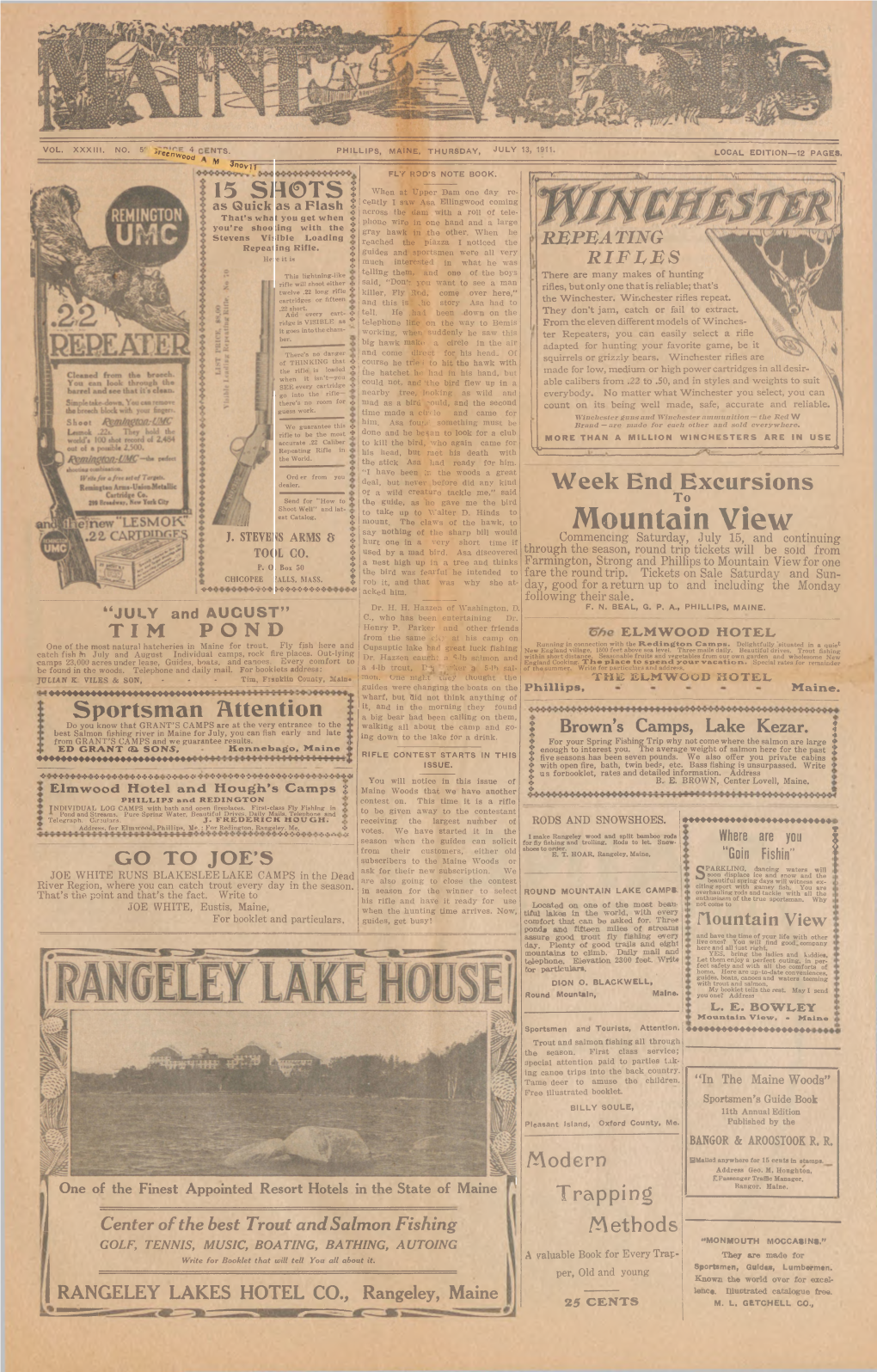 Maine Woods : Vol. 33, No. 50 July 13,1911 (Local Edition)