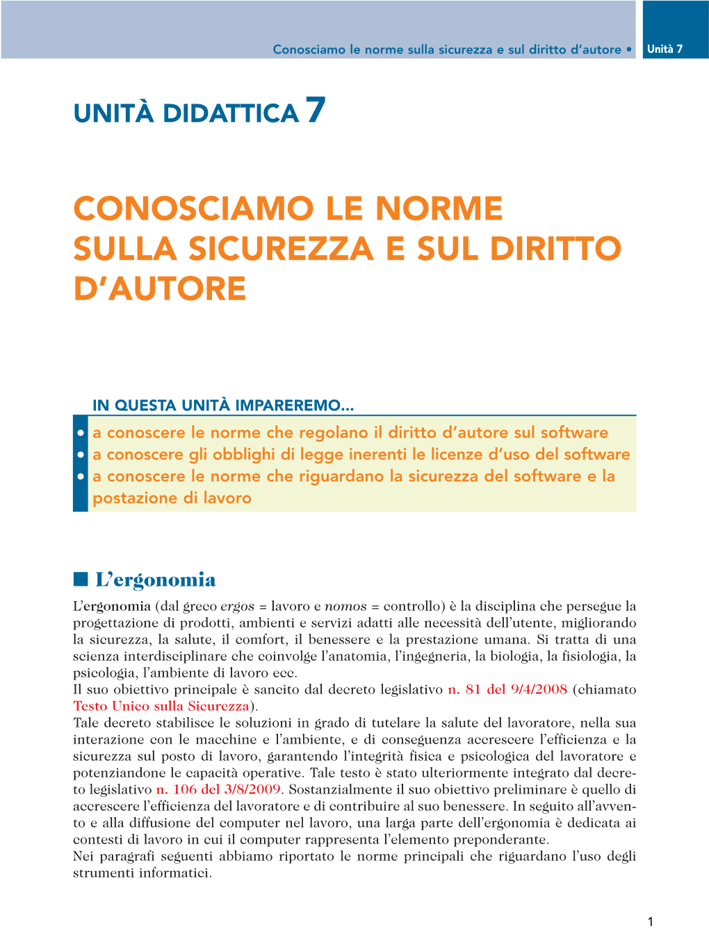 Conosciamo Le Norme Sulla Sicurezza E Sul Diritto D’Autore • Unità 7