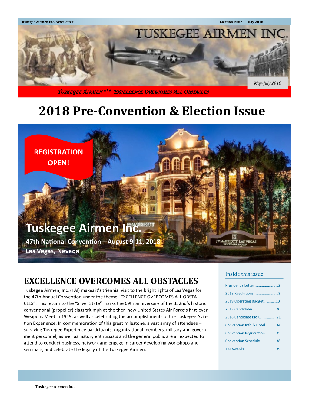 2018 Pre-Convention Newsletter